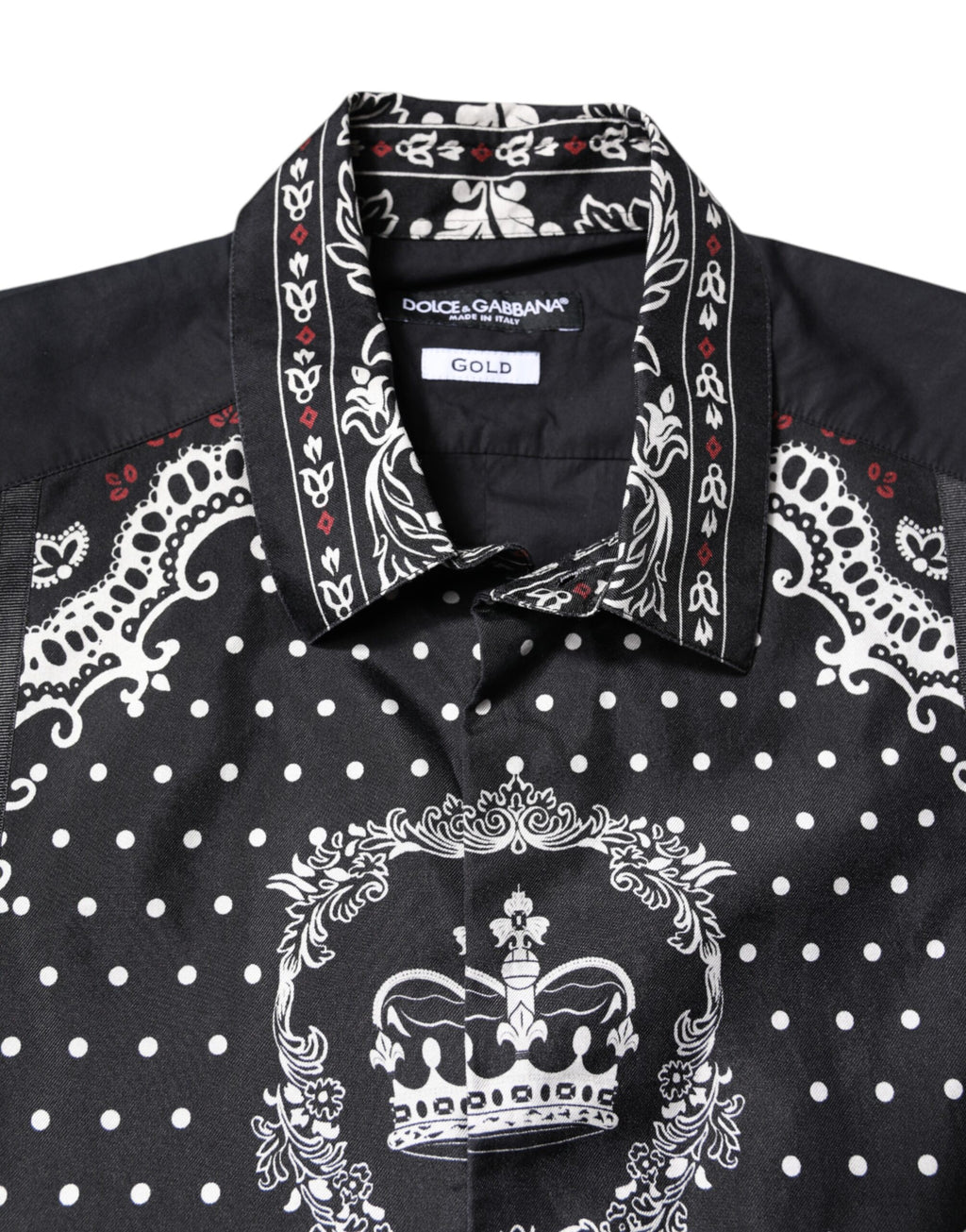 Dolce & Gabbana Black White Bandana GOLD Formal Dress Shirt
