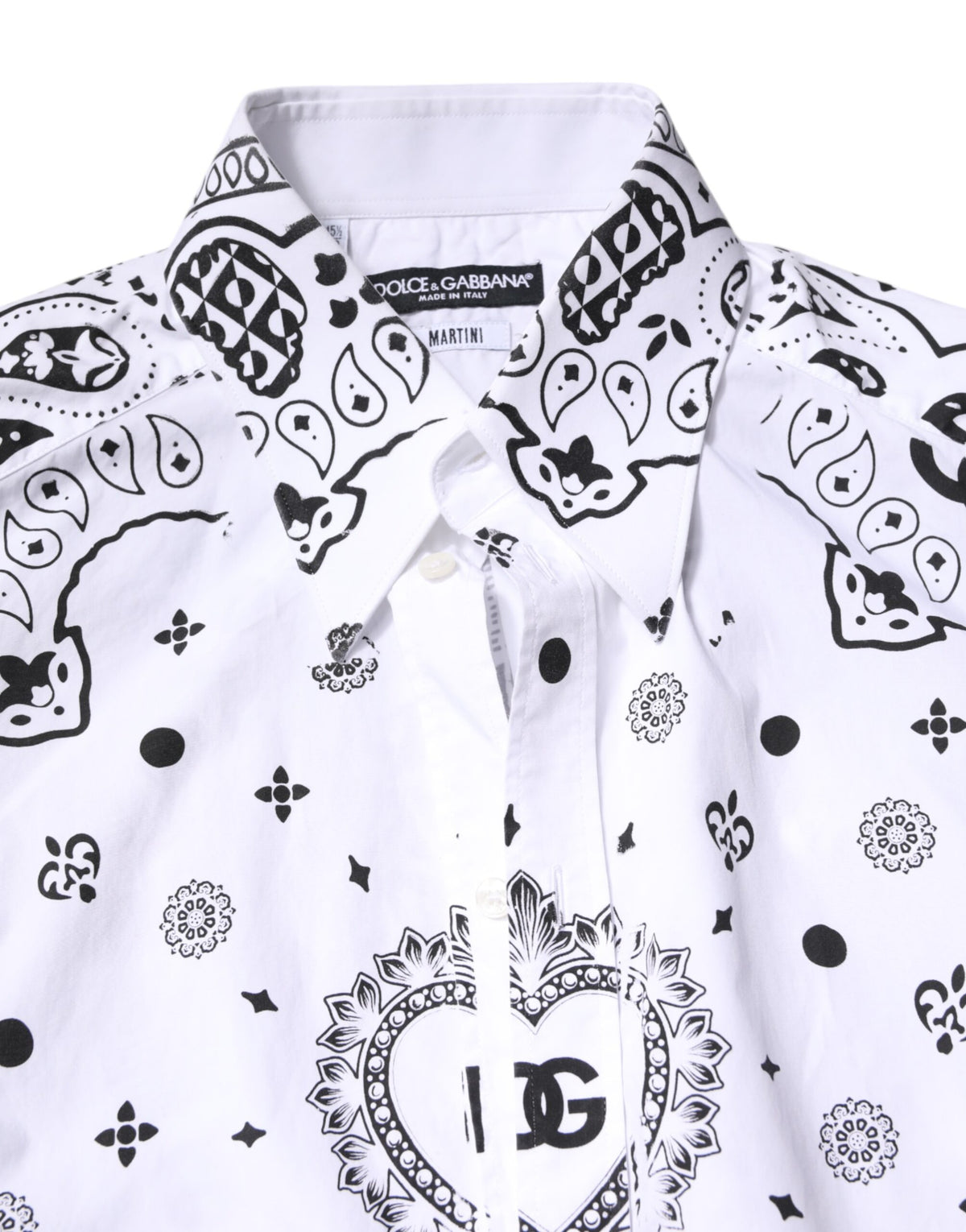 Dolce & Gabbana White Black Bandana MARTINI Men Dress Shirt