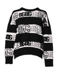 Dolce & Gabbana Black White Logo Print Wool Pullover Sweater