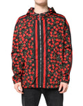 Dolce & Gabbana Black Cherry Print Hooded Windbreaker Jacket