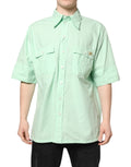 Dolce & Gabbana Green Cotton Short Sleeves Men Casual Shirt