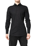 Dolce & Gabbana Black GOLD Cotton Dress Formal Shirt