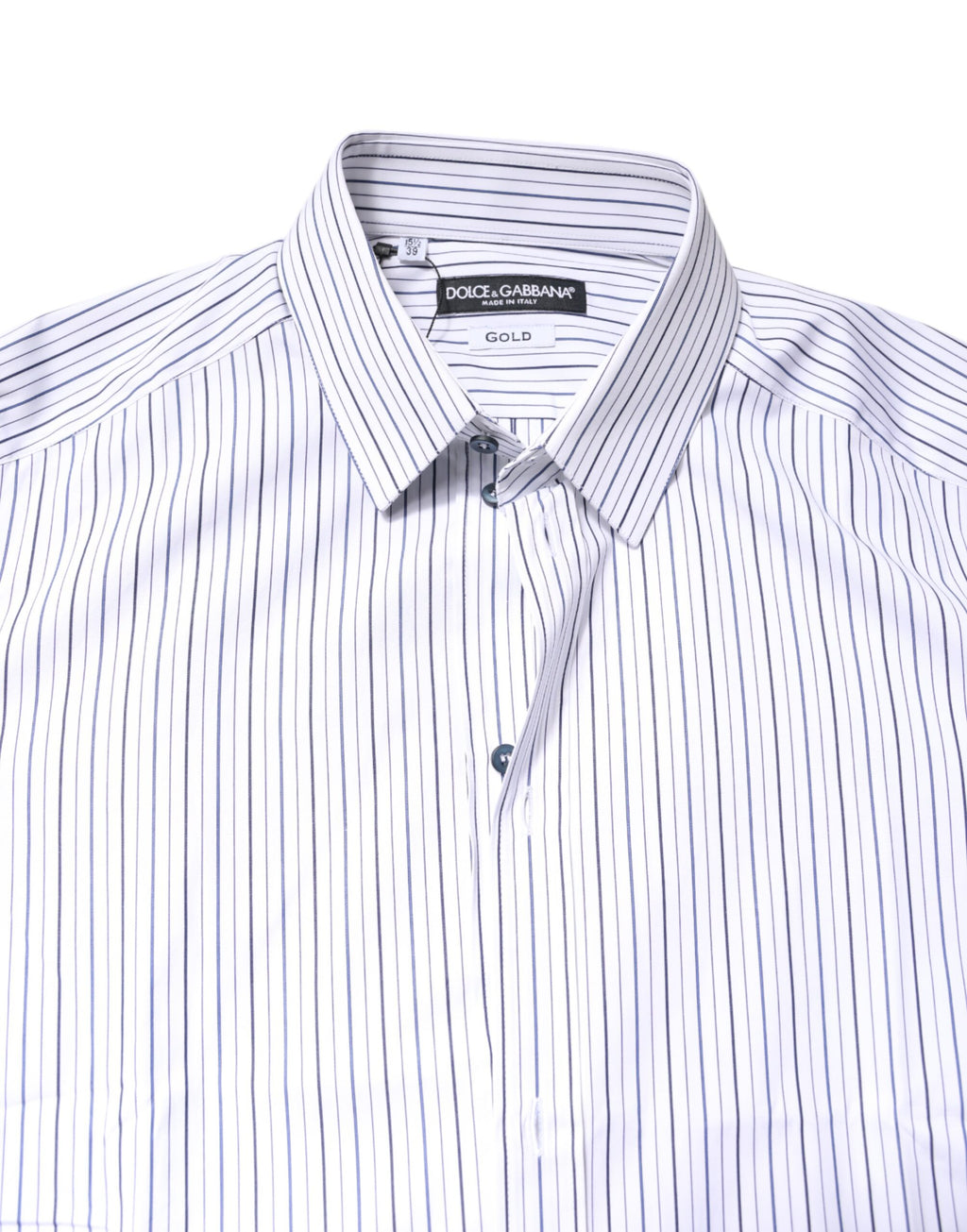Dolce & Gabbana White Stripes GOLD Cotton Formal Shirt