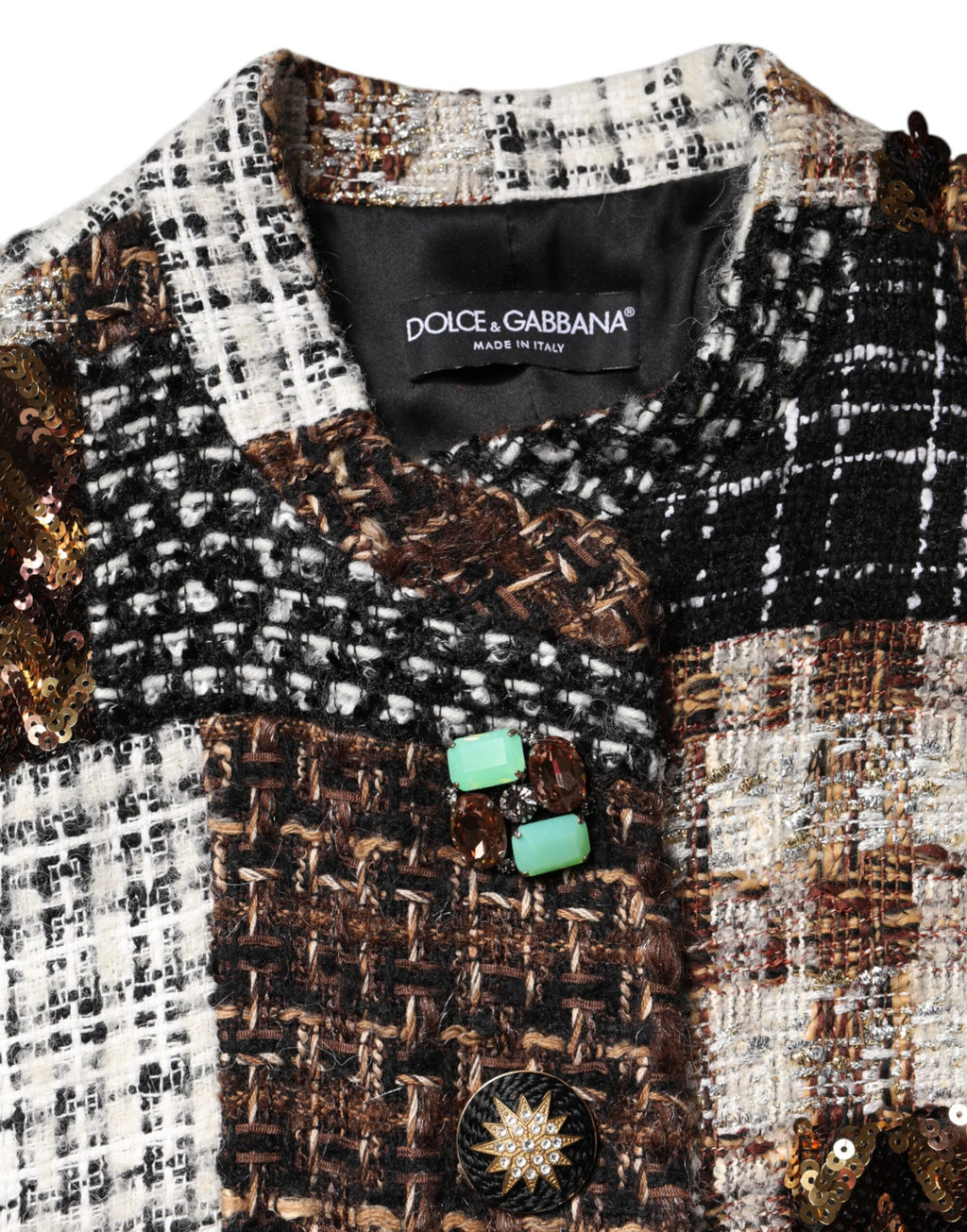 Dolce & Gabbana Multicolor Patchwork Button Down Jacket