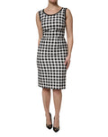 Dolce & Gabbana White Black Checkered Sleeveless Sheath Dress