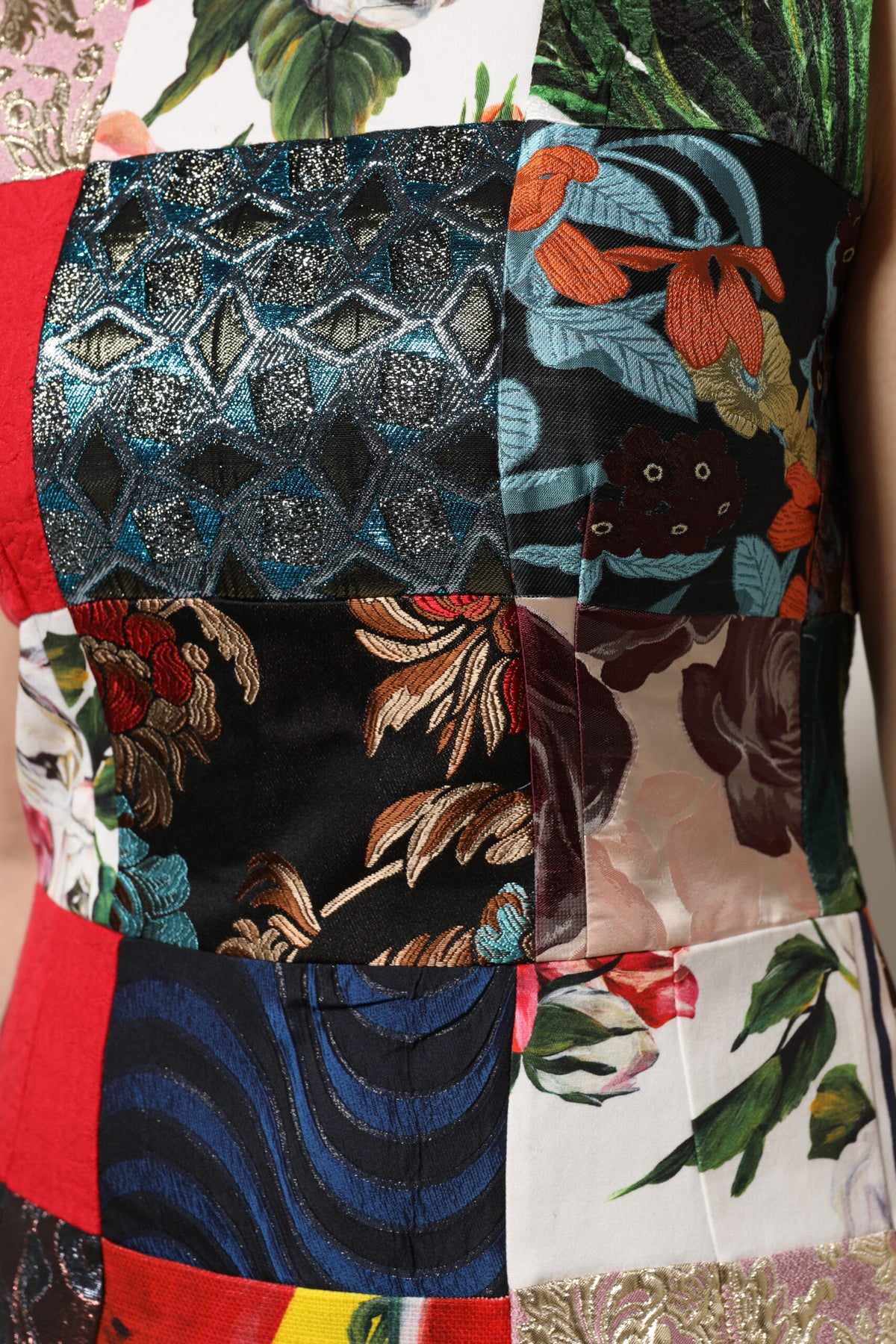 Dolce & Gabbana Multicolor Patchwork Sleeveless Sheath Dress