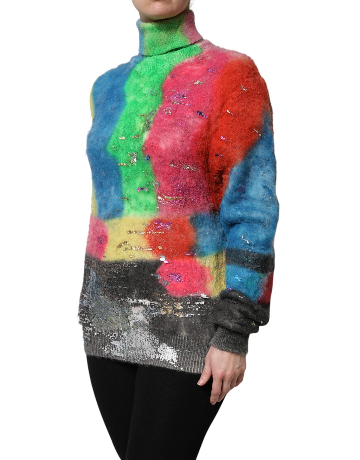 Dolce & Gabbana Multicolor Mohair Turtleneck Pullover Sweater