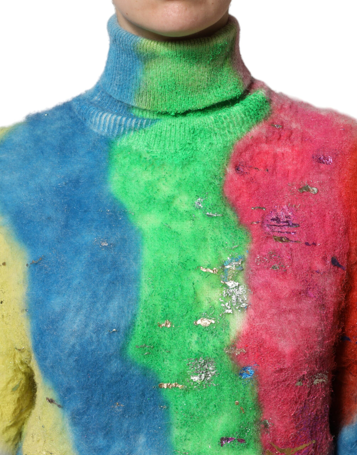 Dolce & Gabbana Multicolor Mohair Turtleneck Pullover Sweater