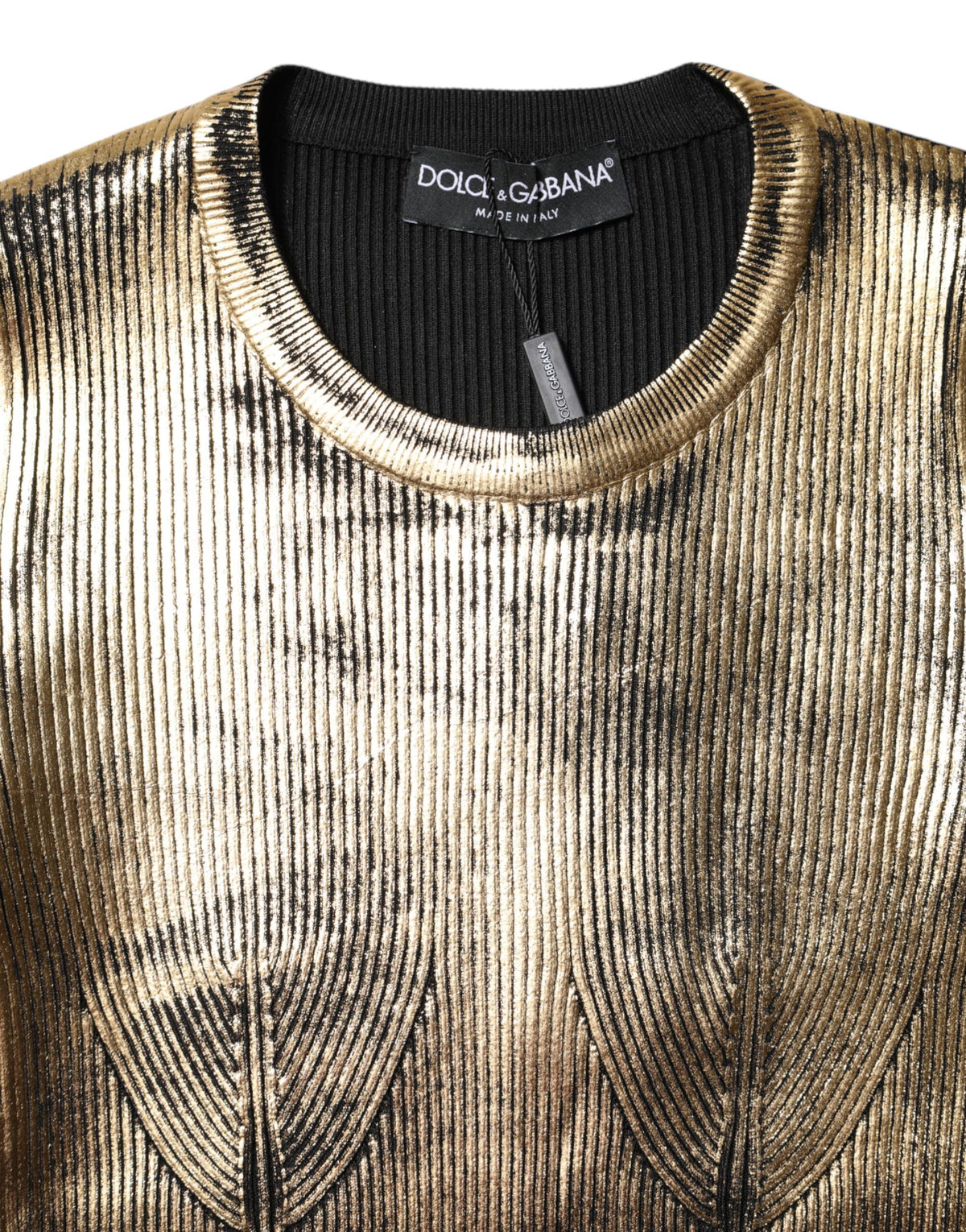 Dolce & Gabbana Gold Round Neck Long Sleeve Pullover Top