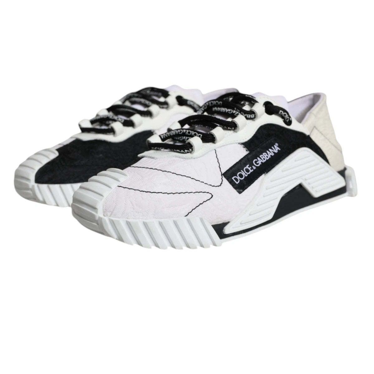 Dolce & Gabbana White Black Low Top NS1 Sneakers Shoes