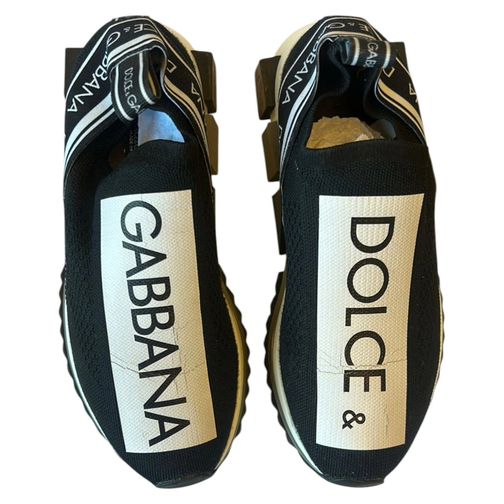 Dolce & Gabbana Black White Slip On Sorrento Sneakers Shoes