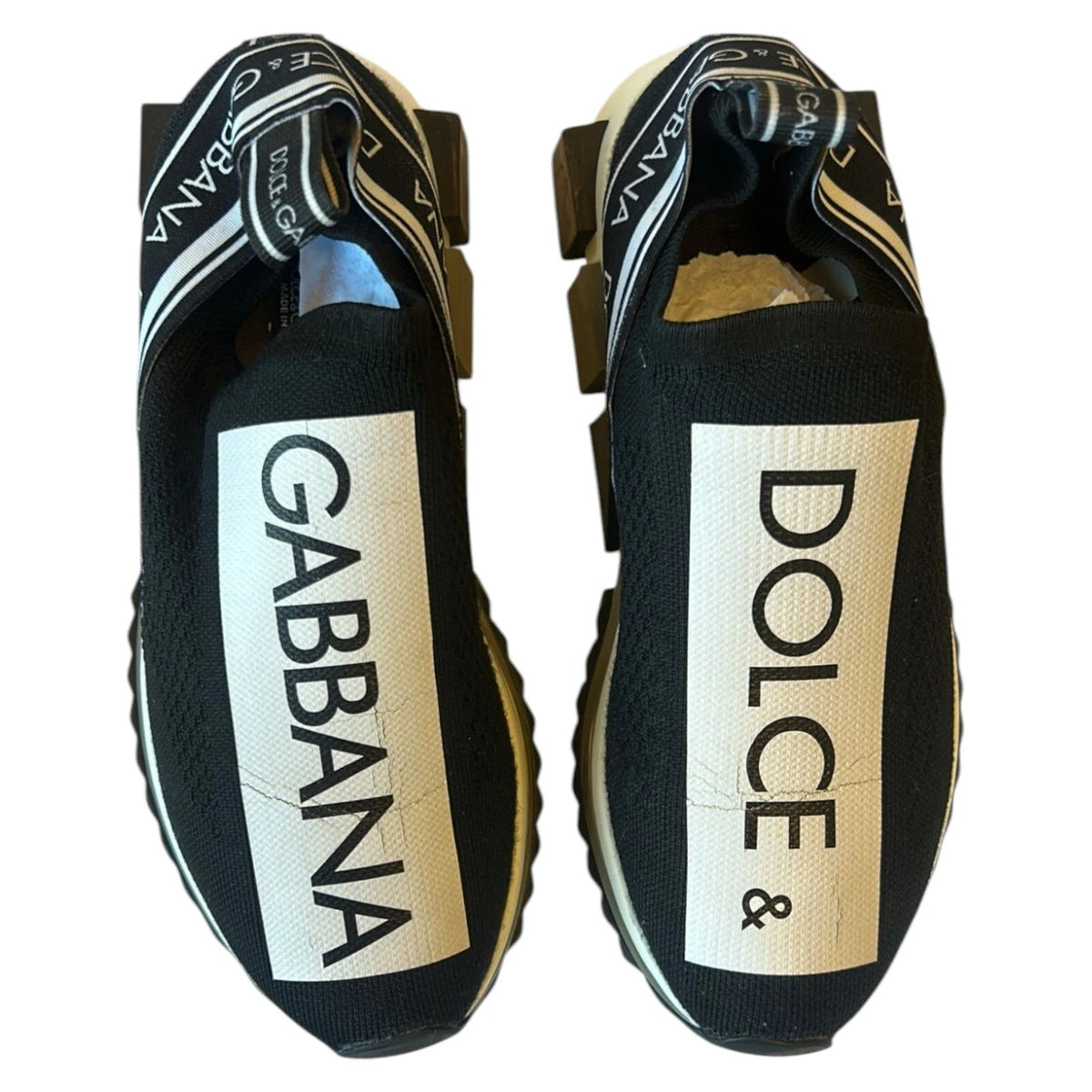 Dolce & Gabbana Black White Slip On Sorrento Sneakers Shoes