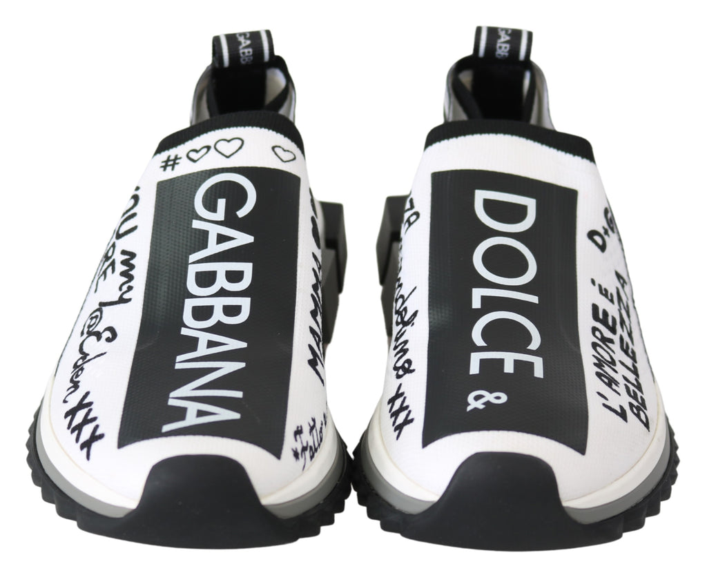 Dolce & Gabbana White Black Slip On Sorrento Sneakers