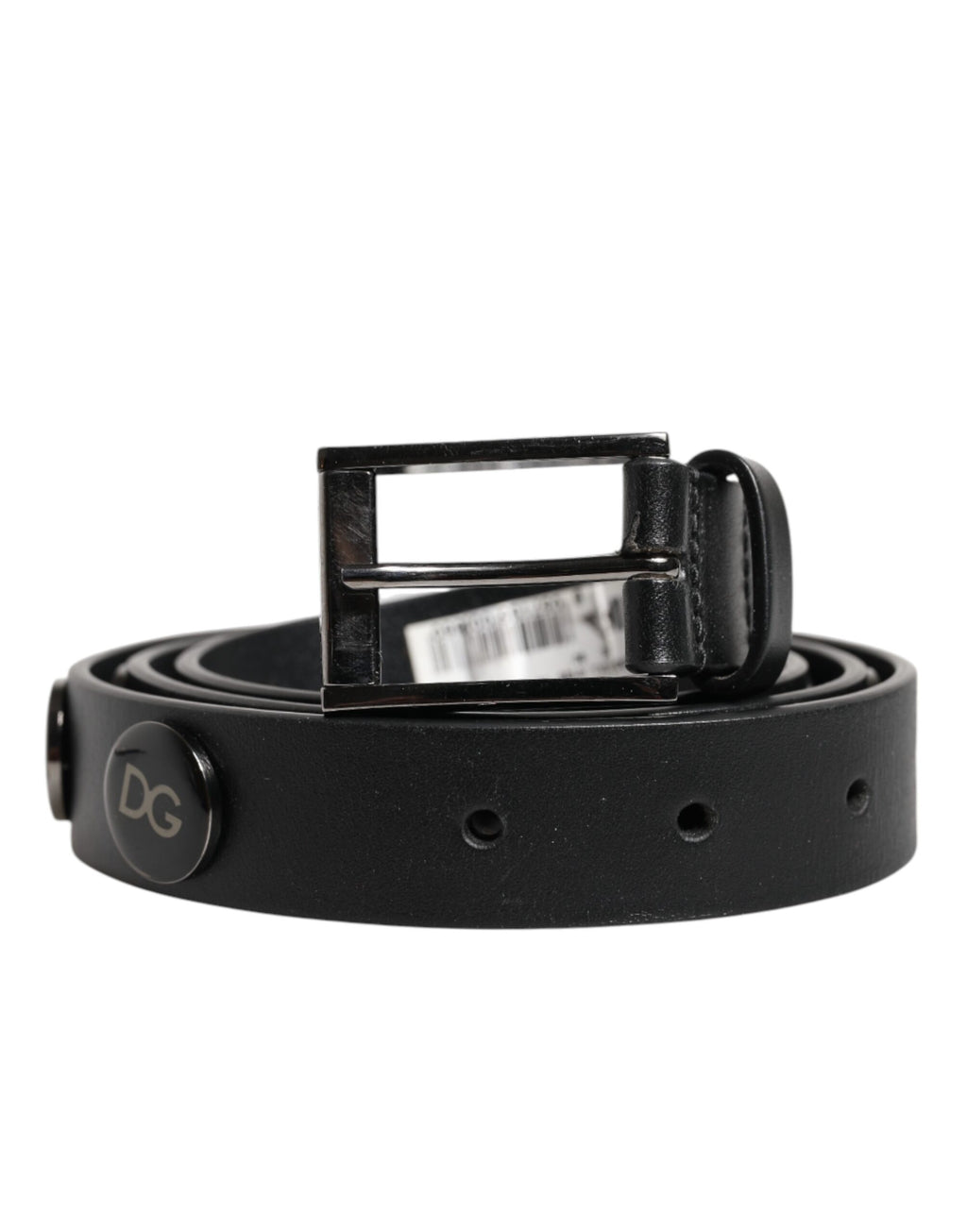 Dolce & Gabbana Black Luxury Leather DG Studs Buckle Belt
