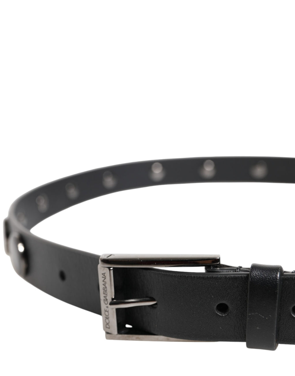 Dolce & Gabbana Black Luxury Leather DG Studs Buckle Belt