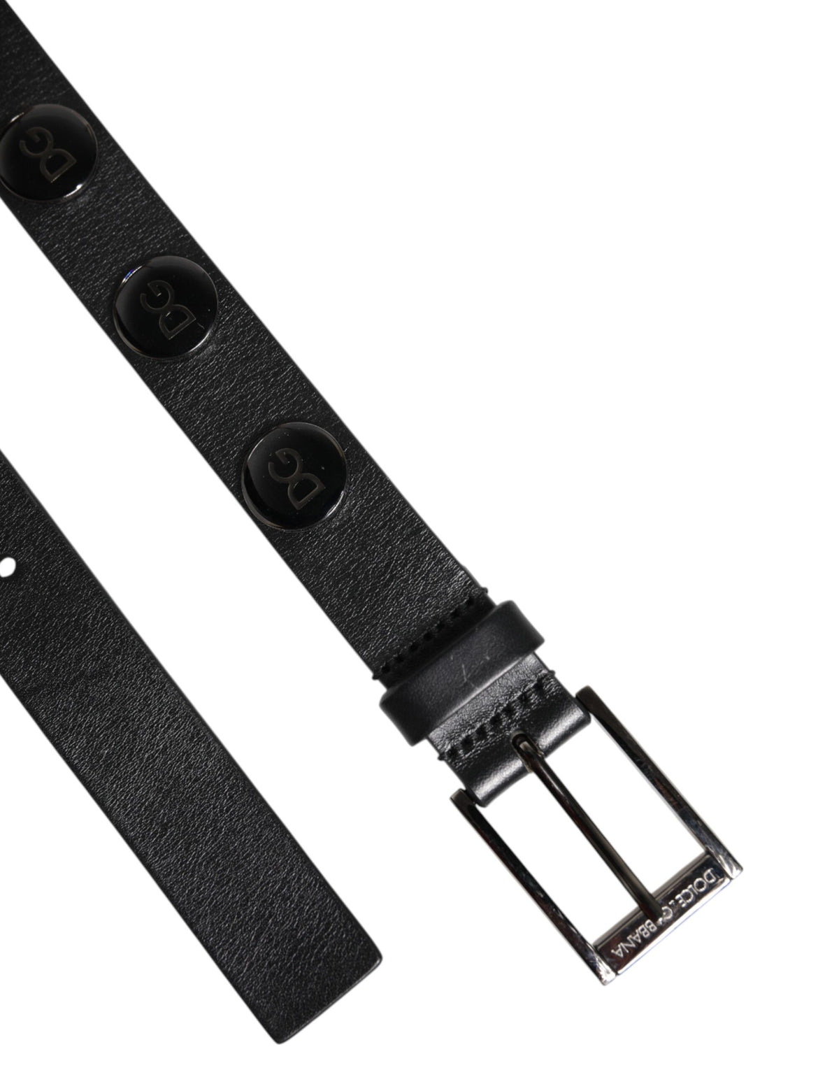 Dolce & Gabbana Black Luxury Leather DG Studs Buckle Belt