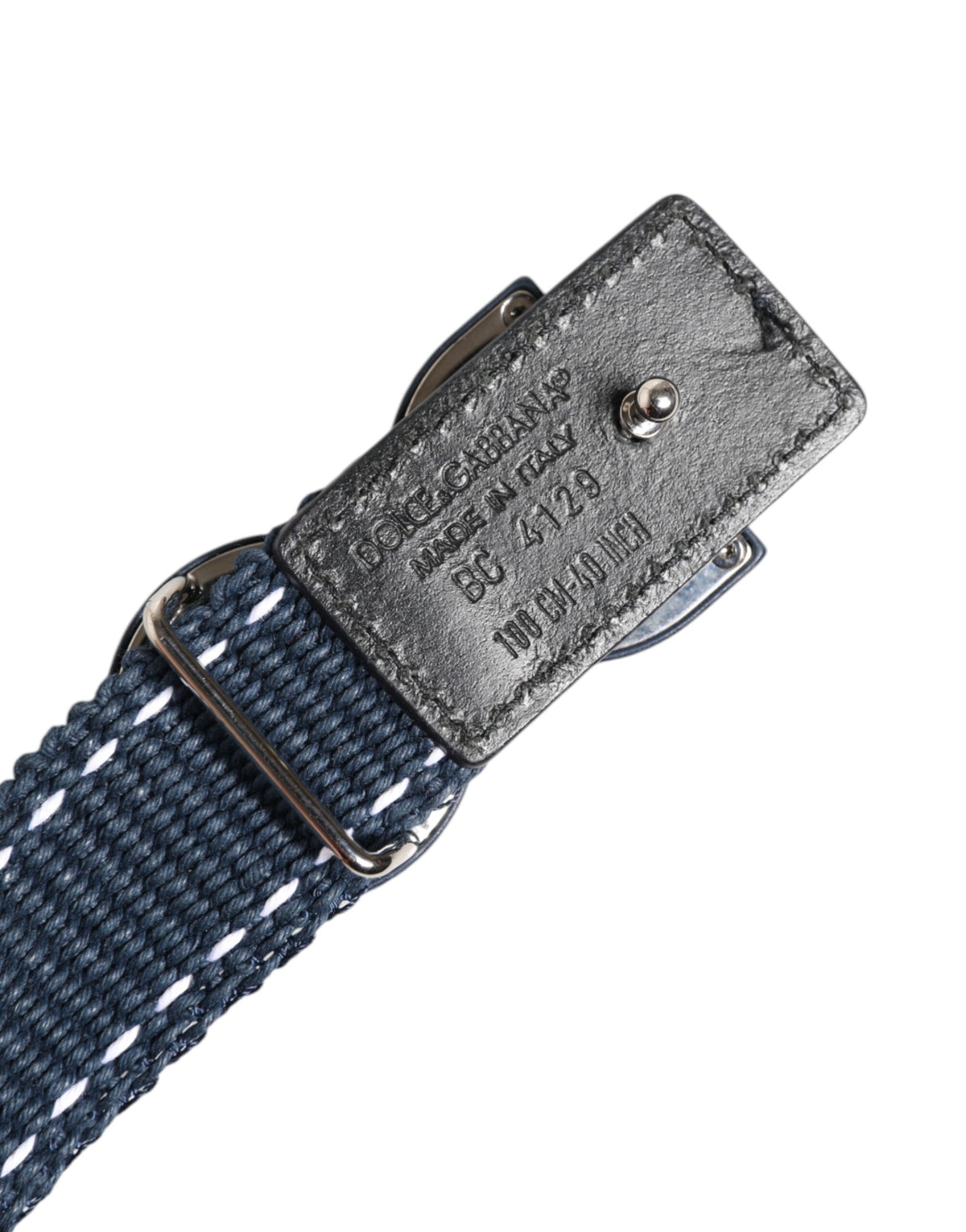 Dolce & Gabbana Blue Cotton Leather DG Logo Metal Buckle Belt