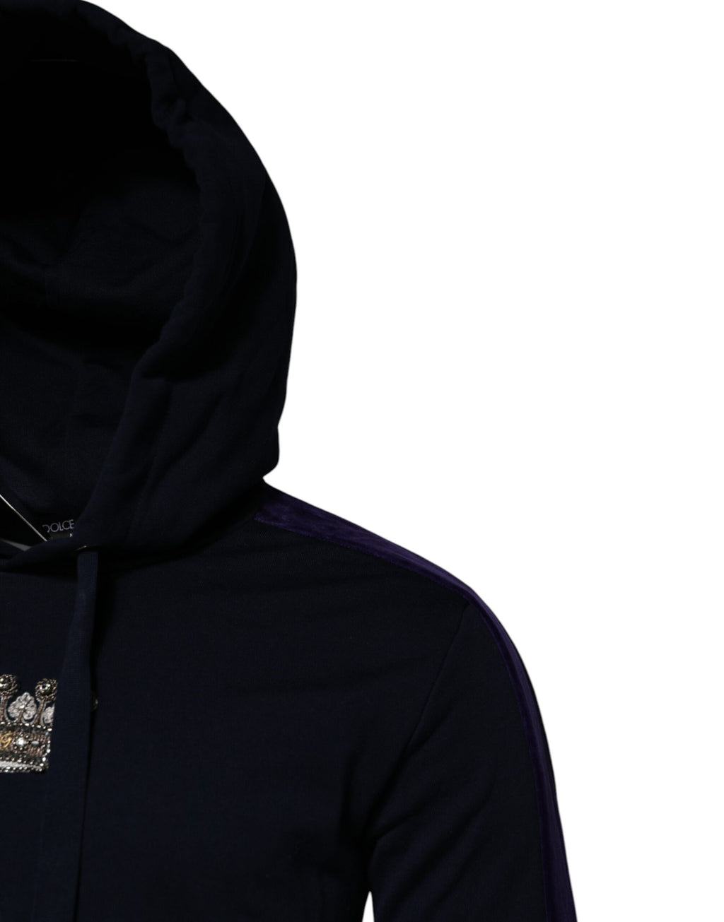 Dolce & Gabbana Black Crown Cotton Hooded Sweatshirt Sweater