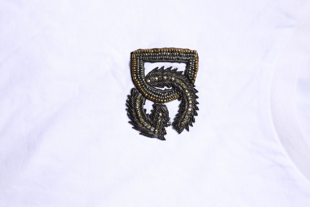 Dolce & Gabbana White Logo Embroidery Crew Neck T-shirt