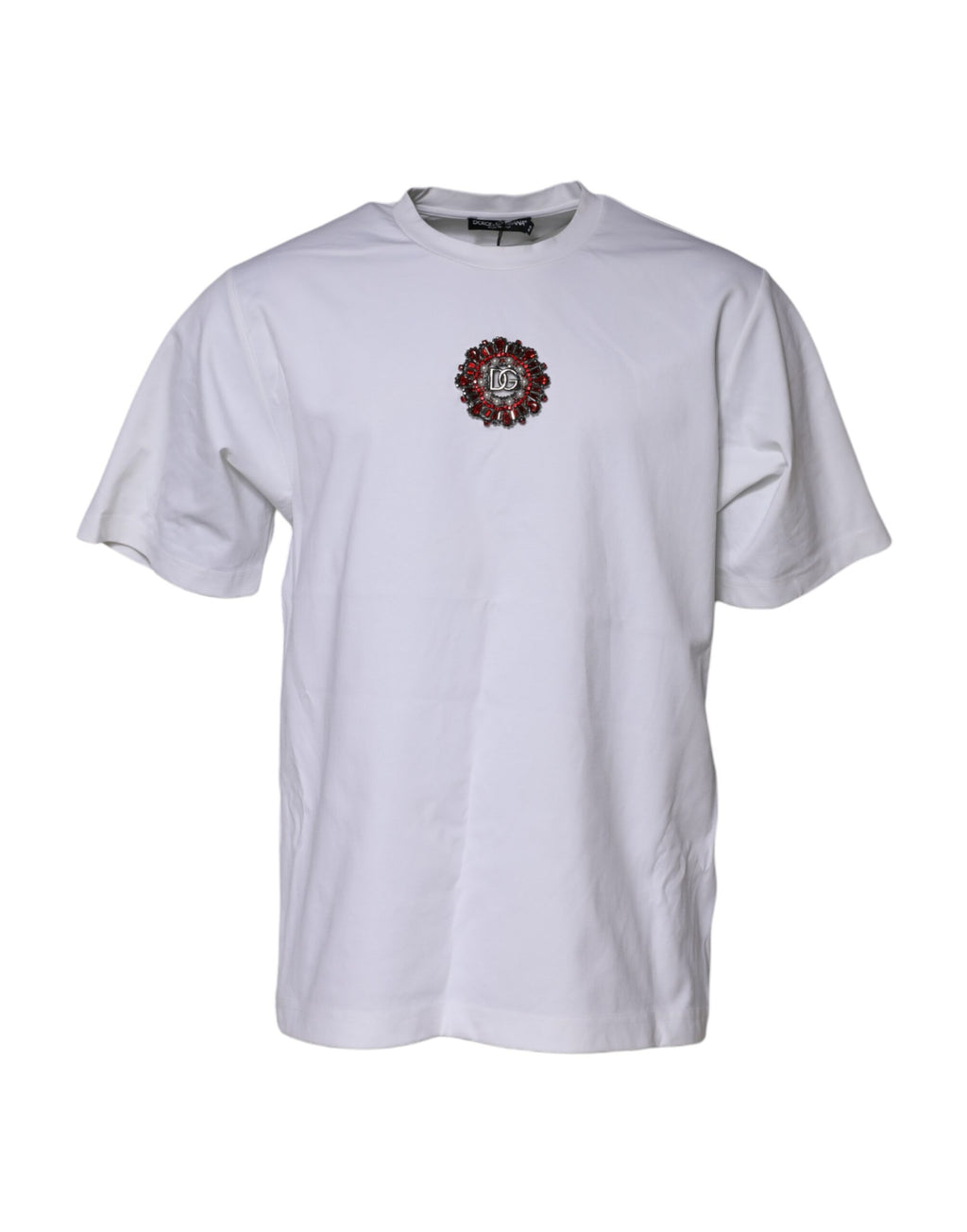 Dolce & Gabbana White Logo Embellish Short Sleeves T-shirt