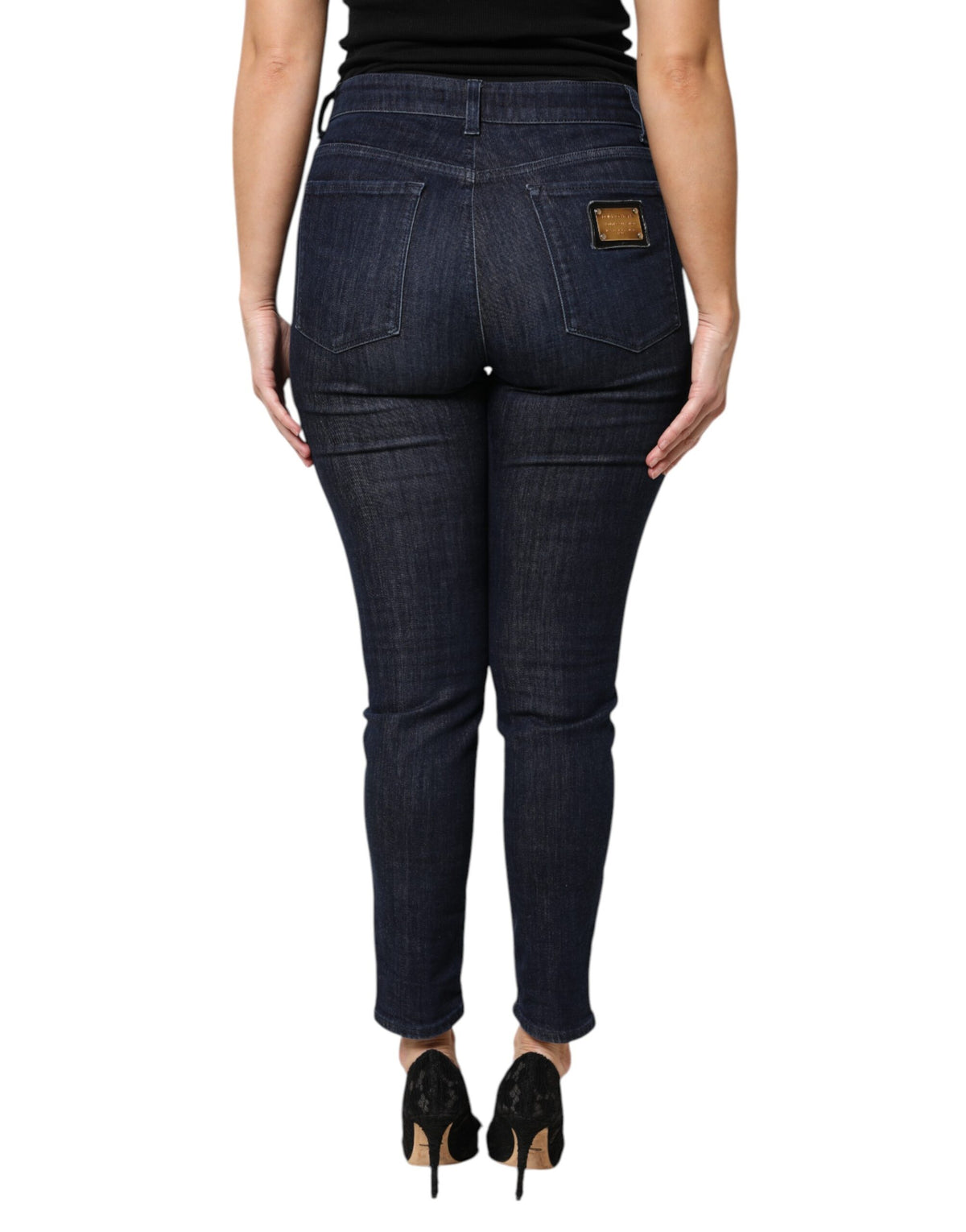 Dolce & Gabbana Dark Blue Cotton Skinny Cropped Denim Jeans