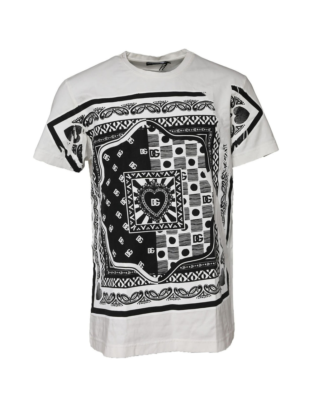 Dolce & Gabbana White Bandana Crew Neck Short Sleeves T-shirt