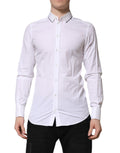 Dolce & Gabbana White Cotton GOLD Long Sleeves Formal Shirt