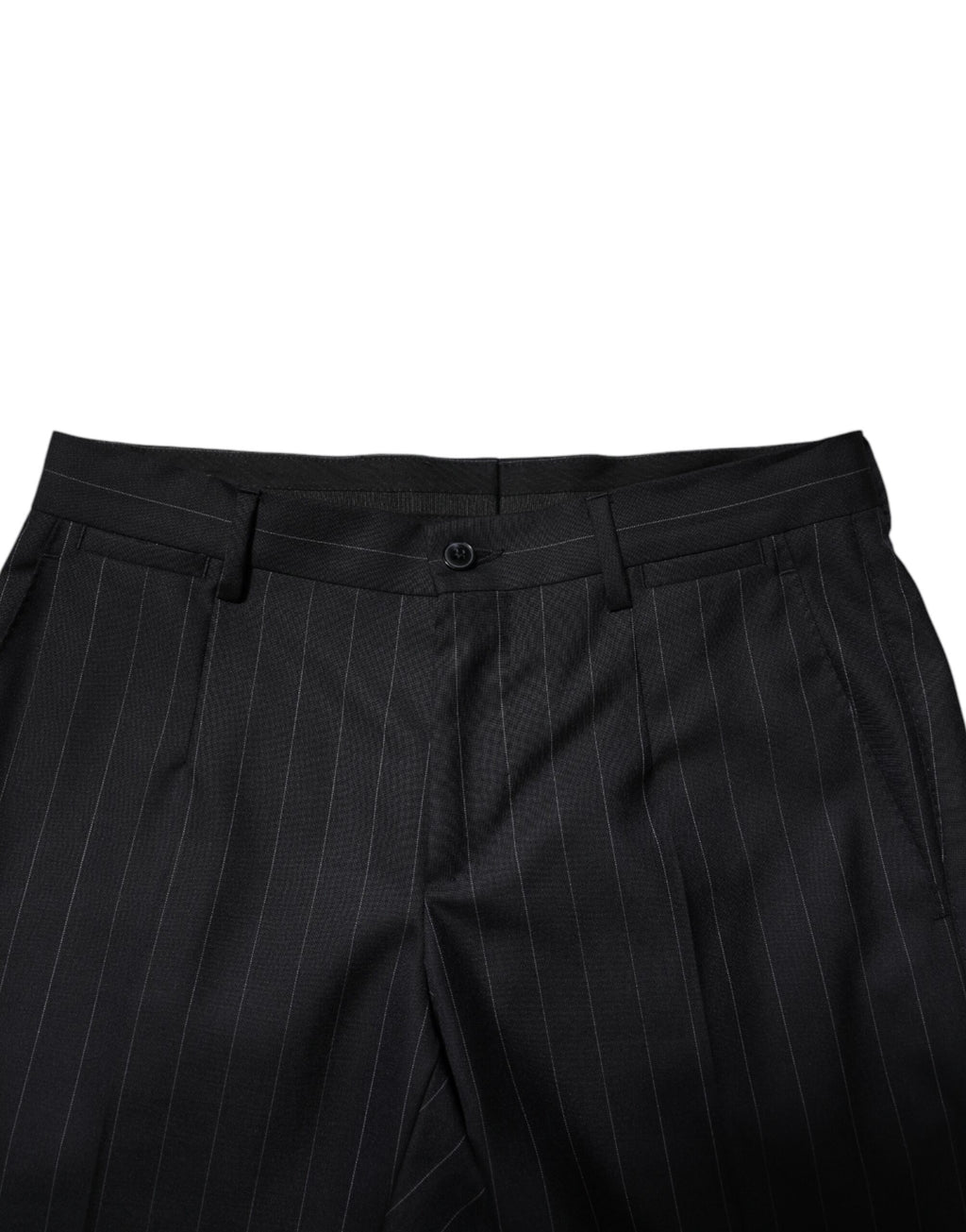 Dolce & Gabbana Black Wool Striped Formal Pants