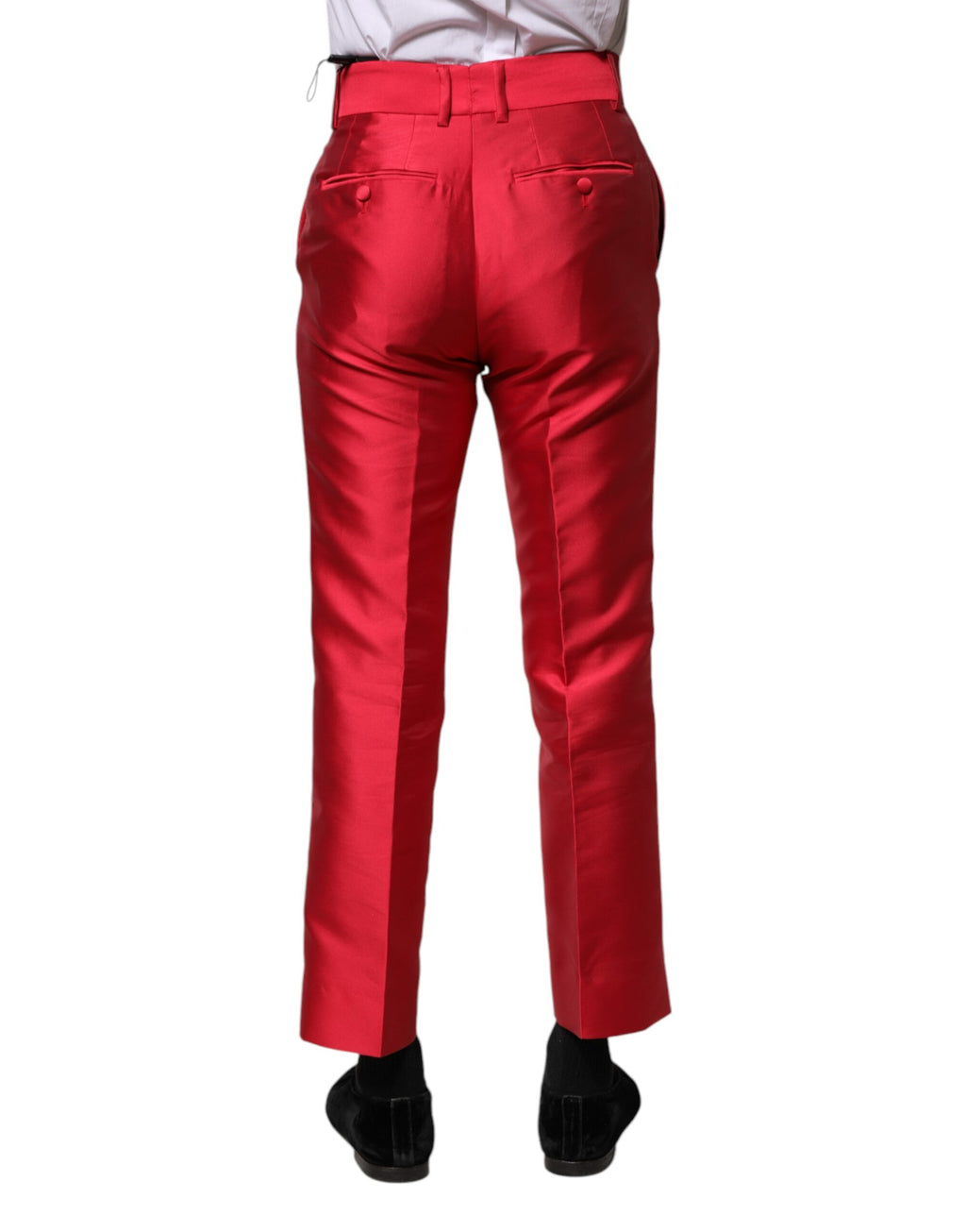 Dolce & Gabbana Red Polyester Cropped Dress Pants