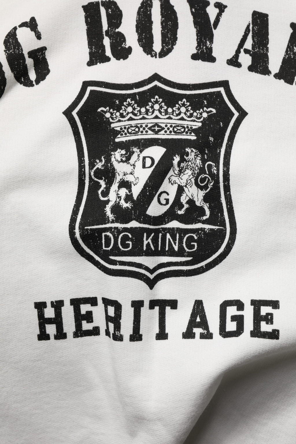 Dolce & Gabbana White Cotton DG ROYAL Print Hooded Sweater