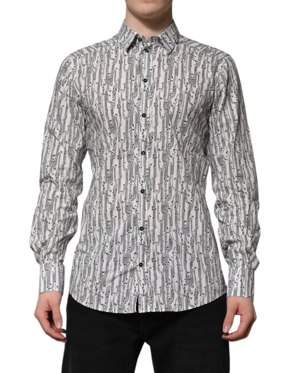 Dolce & Gabbana White Floral Print Casual Long Sleeves Shirt