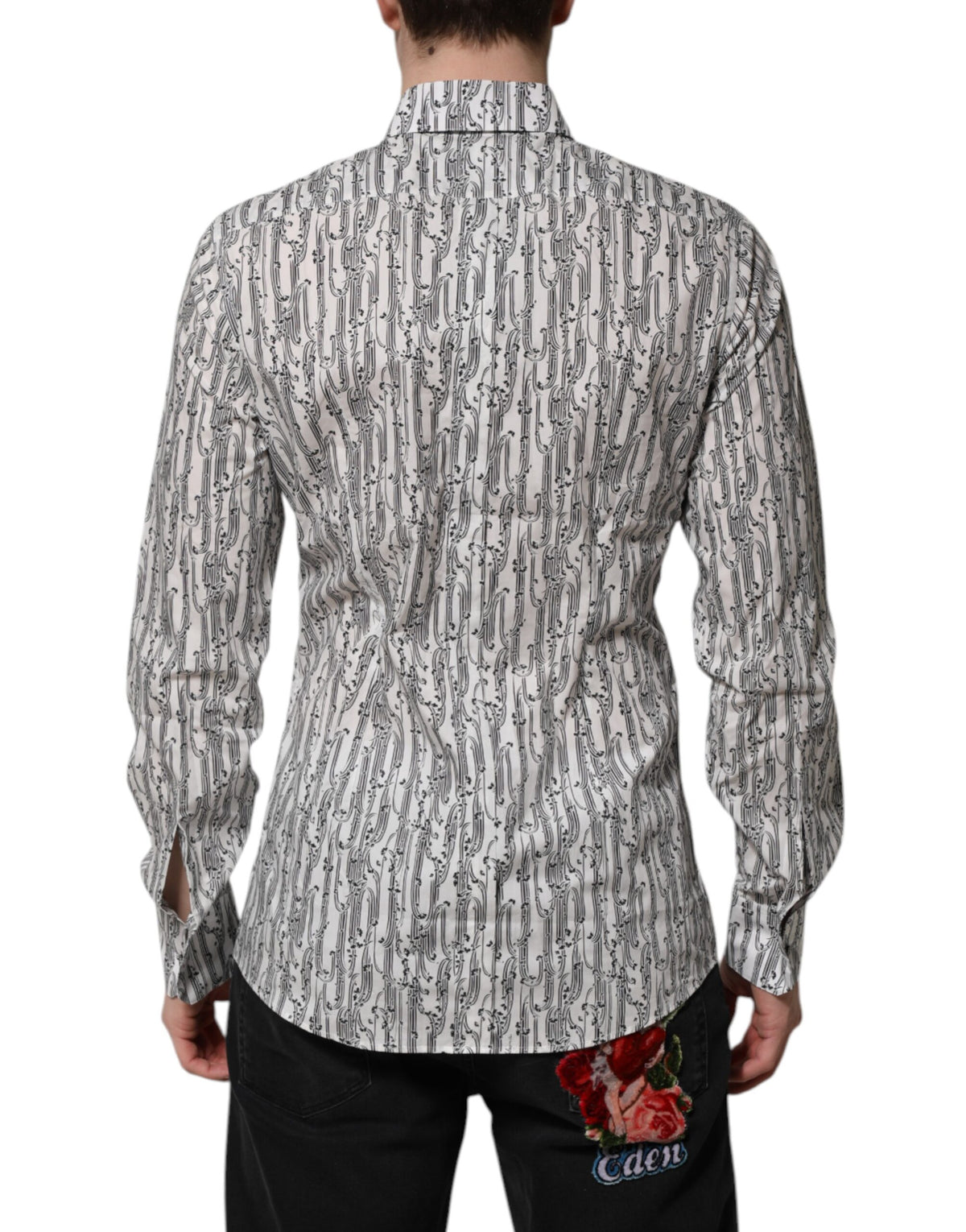 Dolce & Gabbana White Floral Print Casual Long Sleeves Shirt