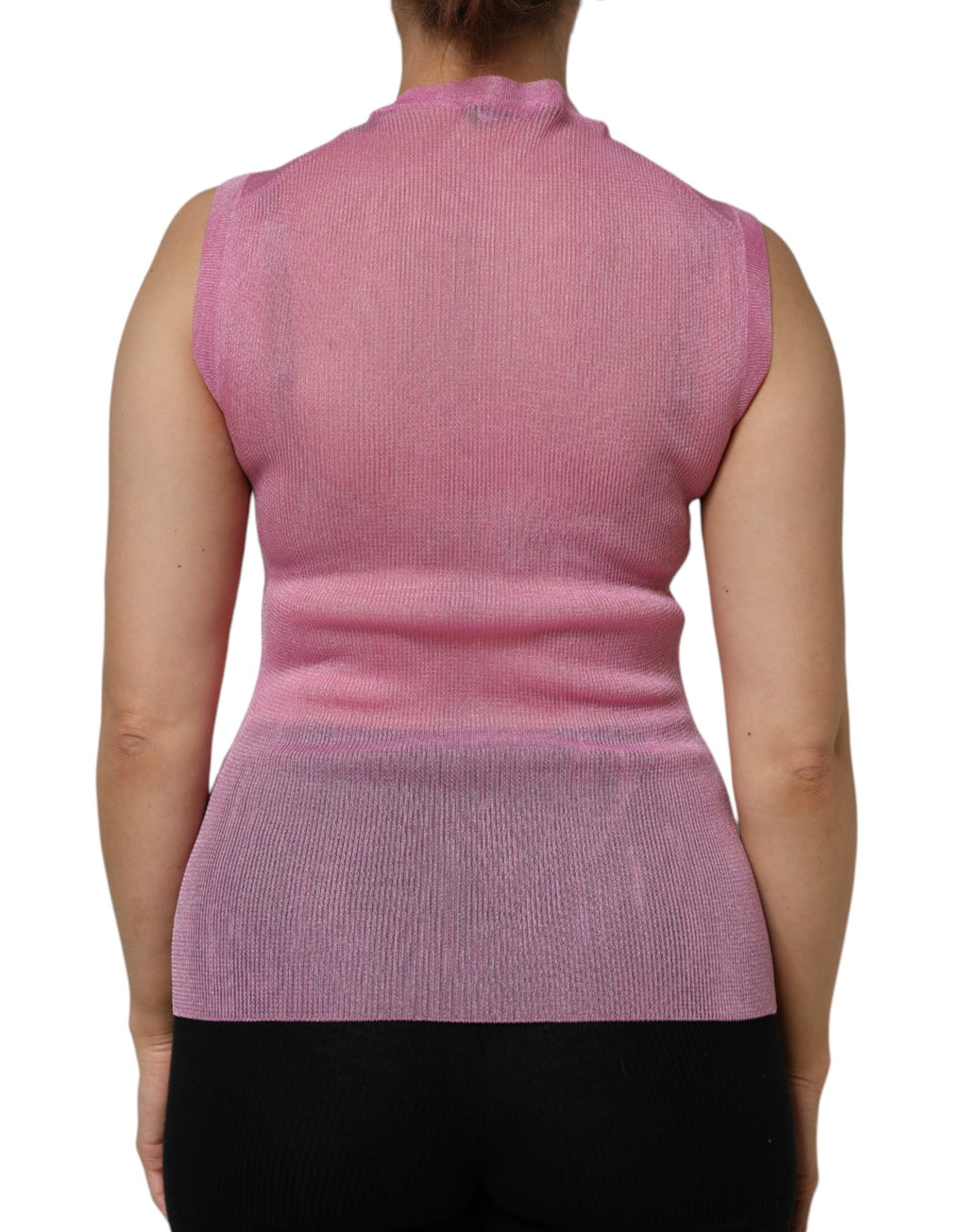 Dolce & Gabbana Pink Polyester Sleeveless Round Neck Tank Top