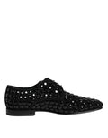 Dolce & Gabbana Black Suede Strass Derby Formal Shoes