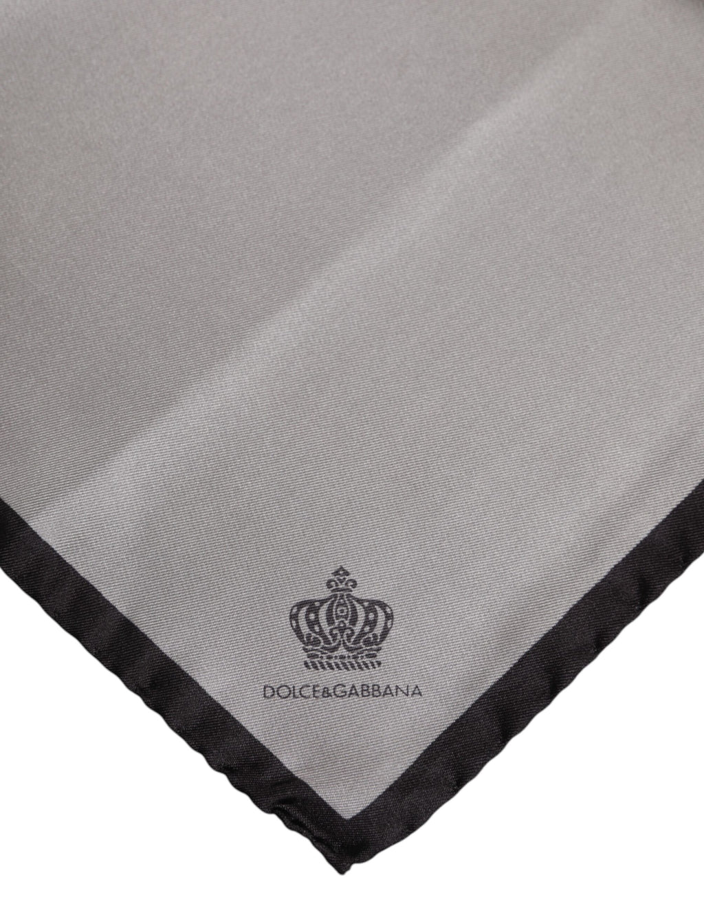 Dolce & Gabbana Gray DG Crown Silk Square Men Foulard Scarf
