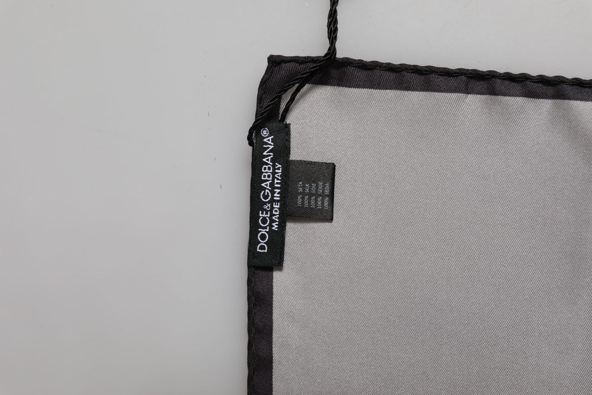 Dolce & Gabbana Gray DG Crown Silk Square Men Foulard Scarf