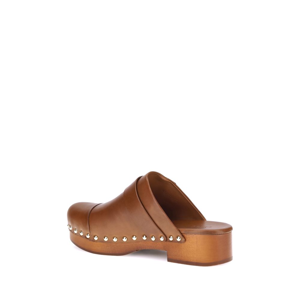 Chloé Brown Calf Leather Bos Taurus Clogs
