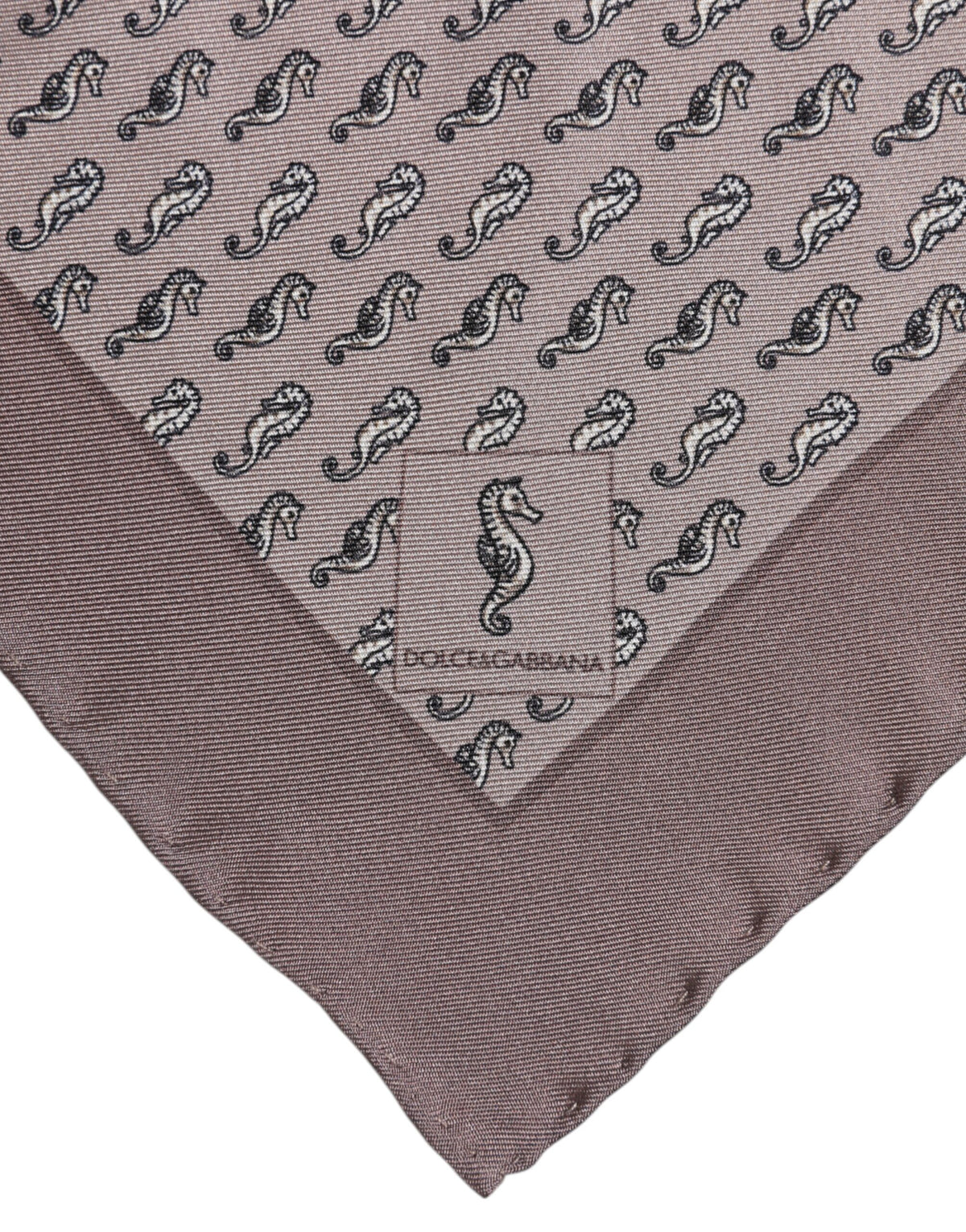 Dolce & Gabbana Brown Sea Horse Silk Square Foulard Scarf