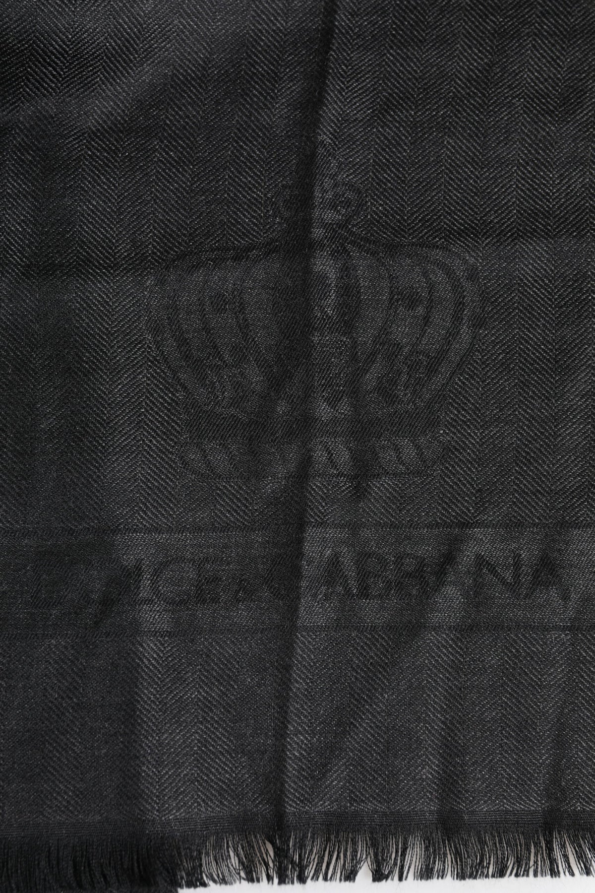 Dolce & Gabbana Dark Gray Cashmere Fringes Neck Warmer Scarf