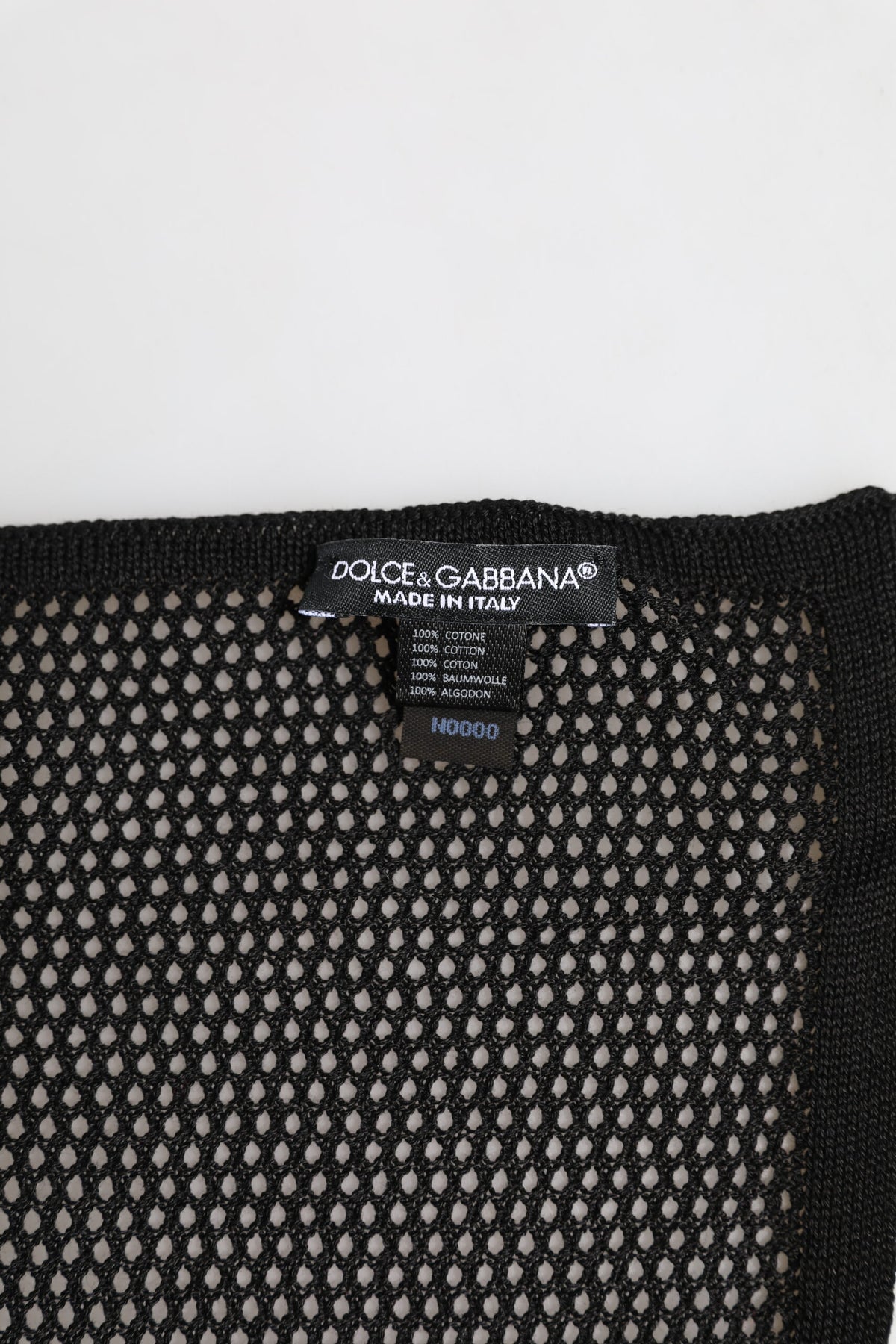 Dolce & Gabbana Black Patterned Cotton Square Foulard Scarf
