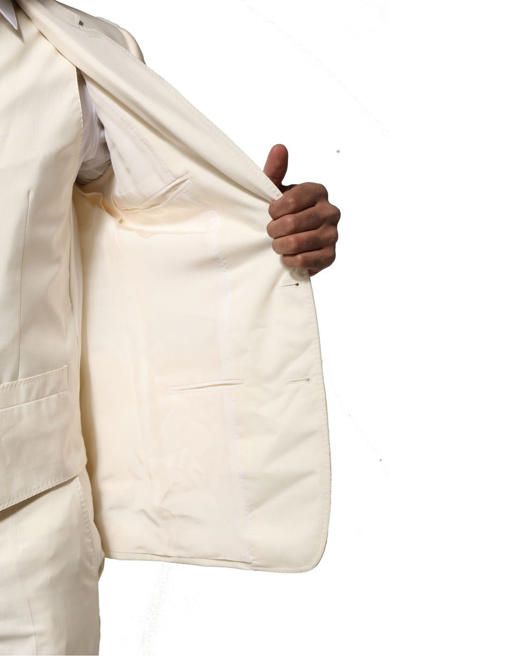 Dolce & Gabbana Ivory Wool 3 Piece Single Breasted Suit