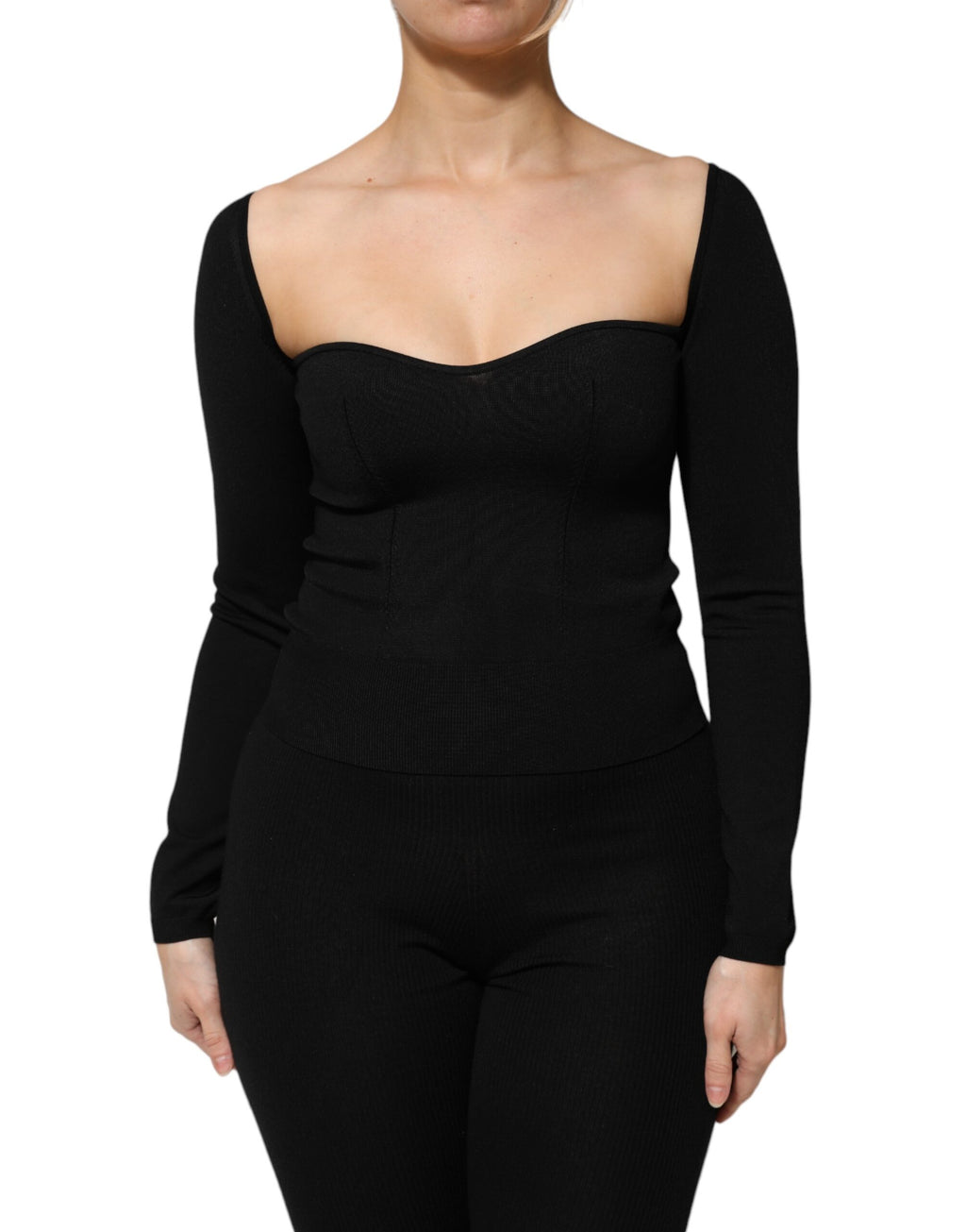 Dolce & Gabbana Black Viscose Long Sleeve Pullover Blouse Top