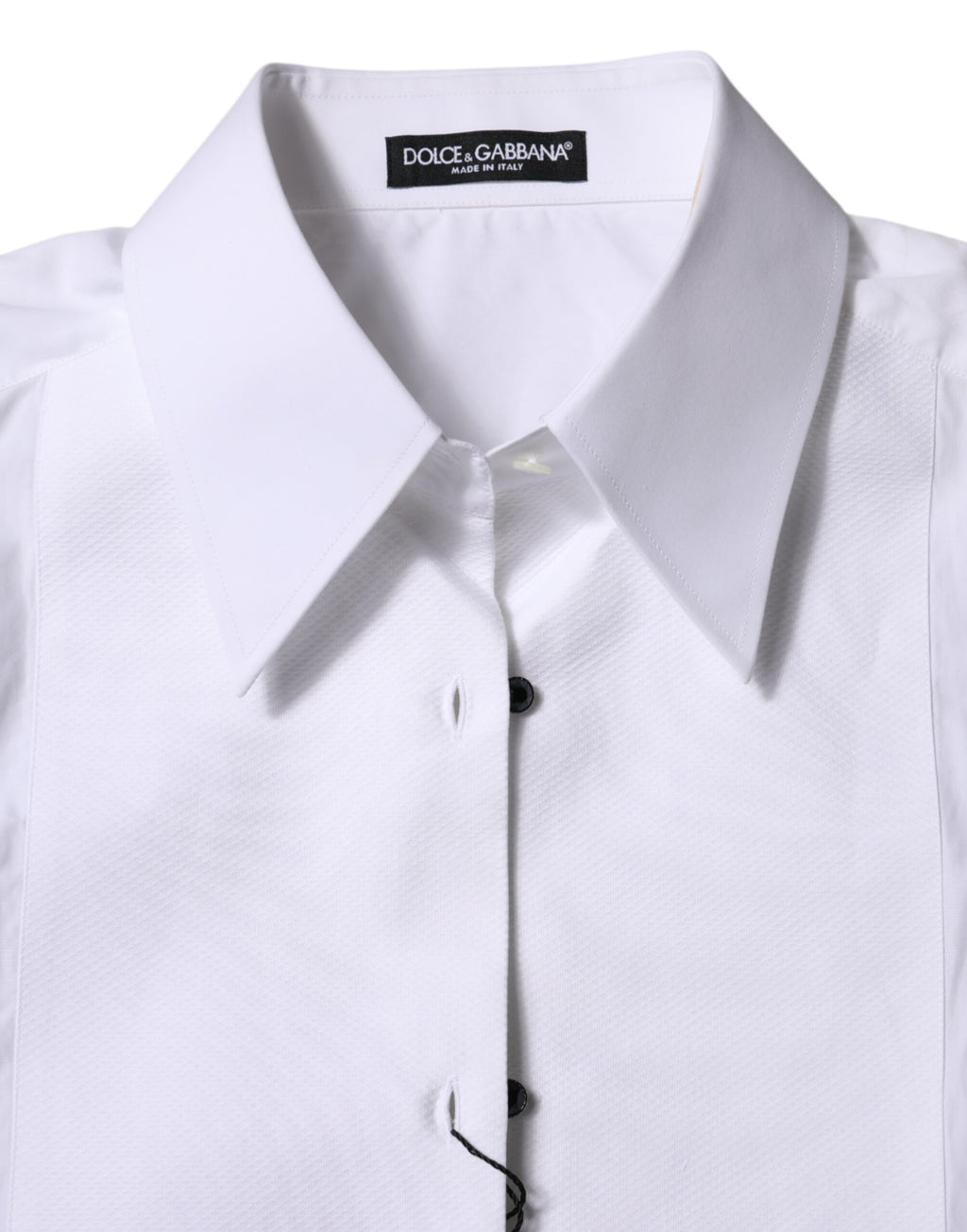 Dolce & Gabbana White Cotton Collared Short Sleeves Top