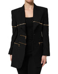 Dolce & Gabbana Black Wool Zipper Detailing Blazer Jacket