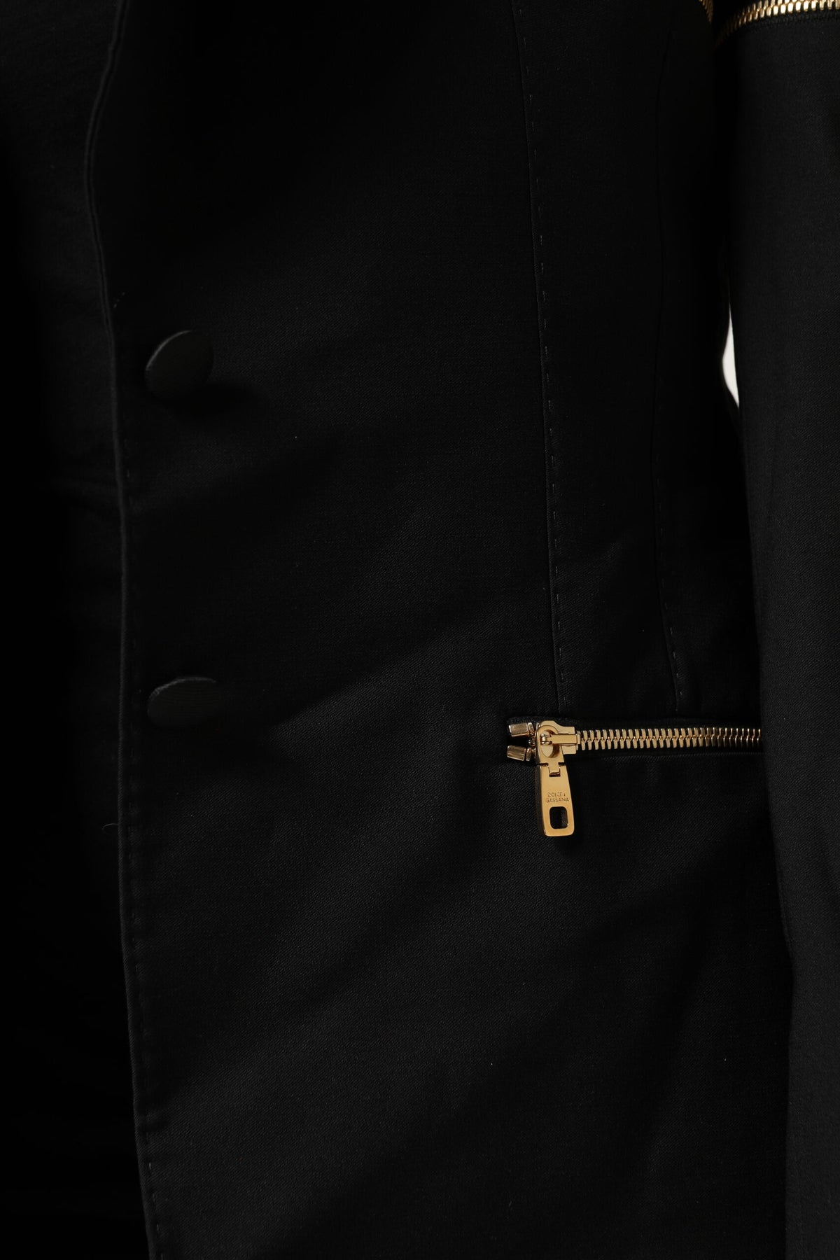 Dolce & Gabbana Black Wool Zipper Detailing Blazer Jacket