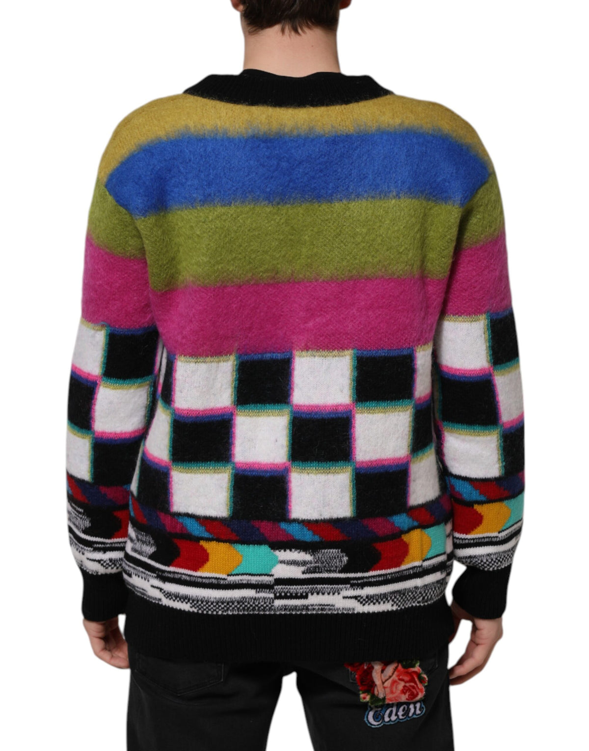 Dolce & Gabbana Multicolor Glitch Design Pullover Sweater