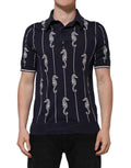 Dolce & Gabbana Dark Blue Sea Horse Collared Polo T-shirt
