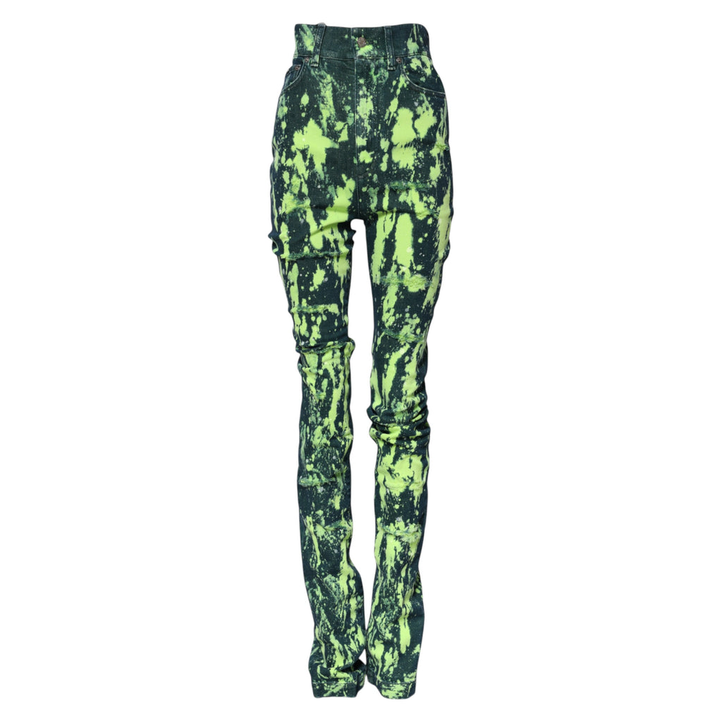 Dolce & Gabbana Green Color Splash High Waist Denim Jeans