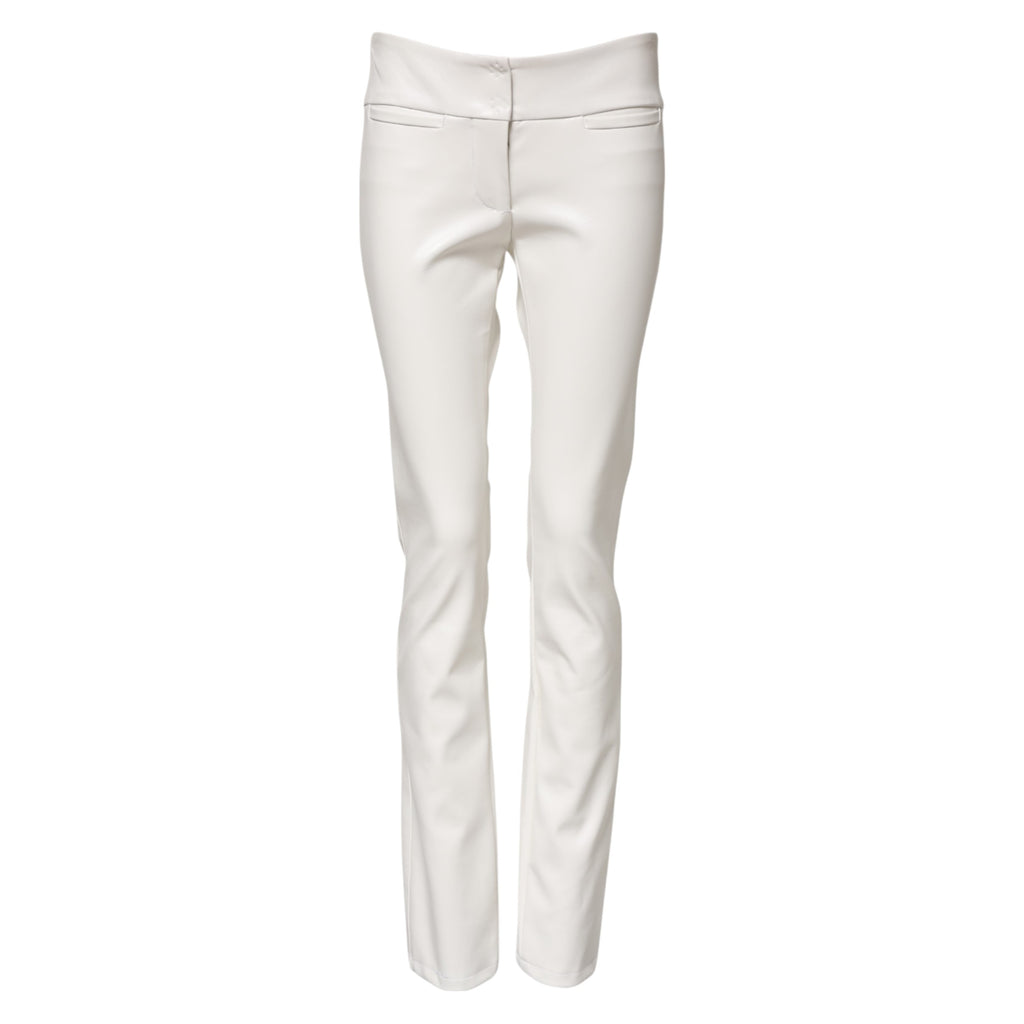 Dolce & Gabbana White Polyurethane High Waist Tapered Pants