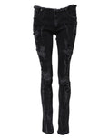 Dolce & Gabbana Black Cotton Tattered Skinny Denim Jeans